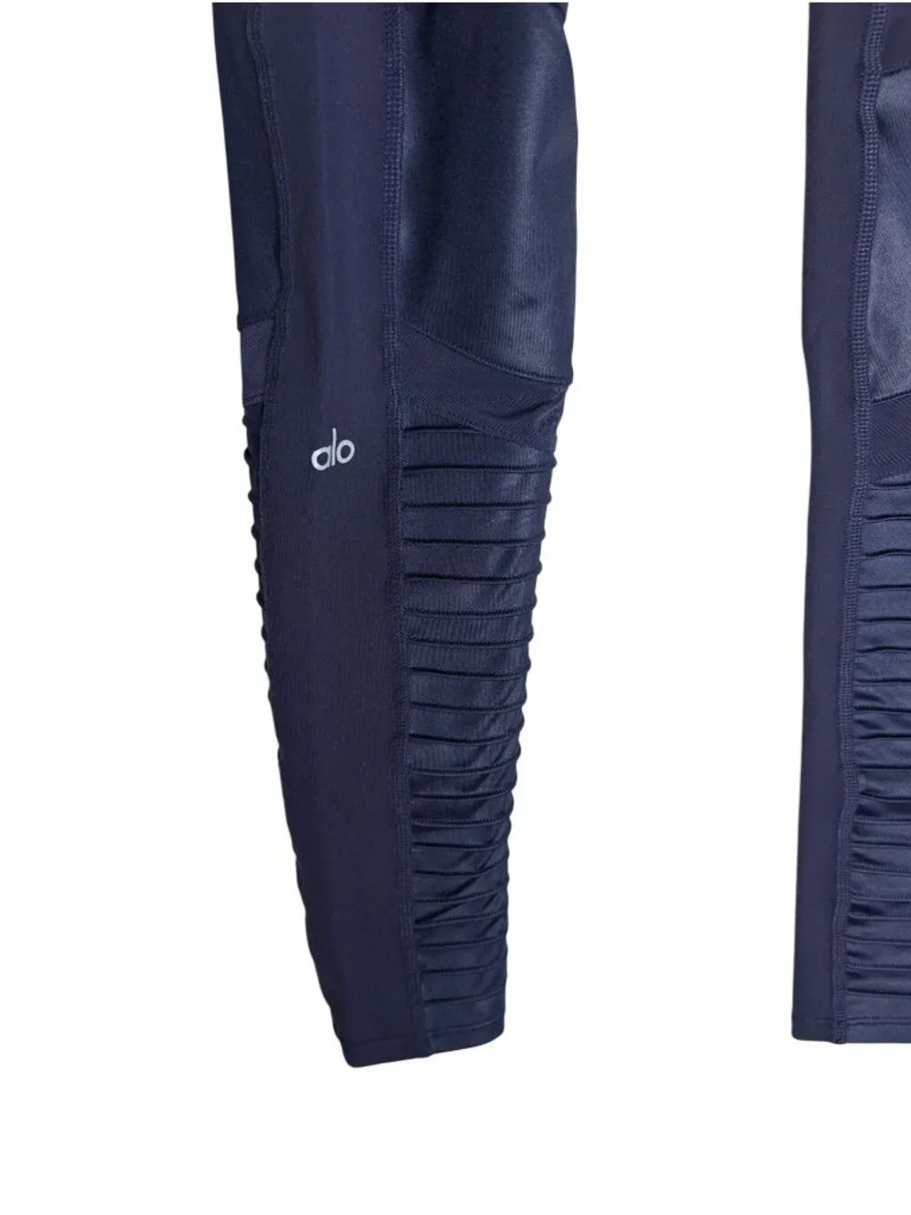 Alo Yoga Moto Leggings Womens Size M Navy Blue Athletic Athleisure Stretch Mesh